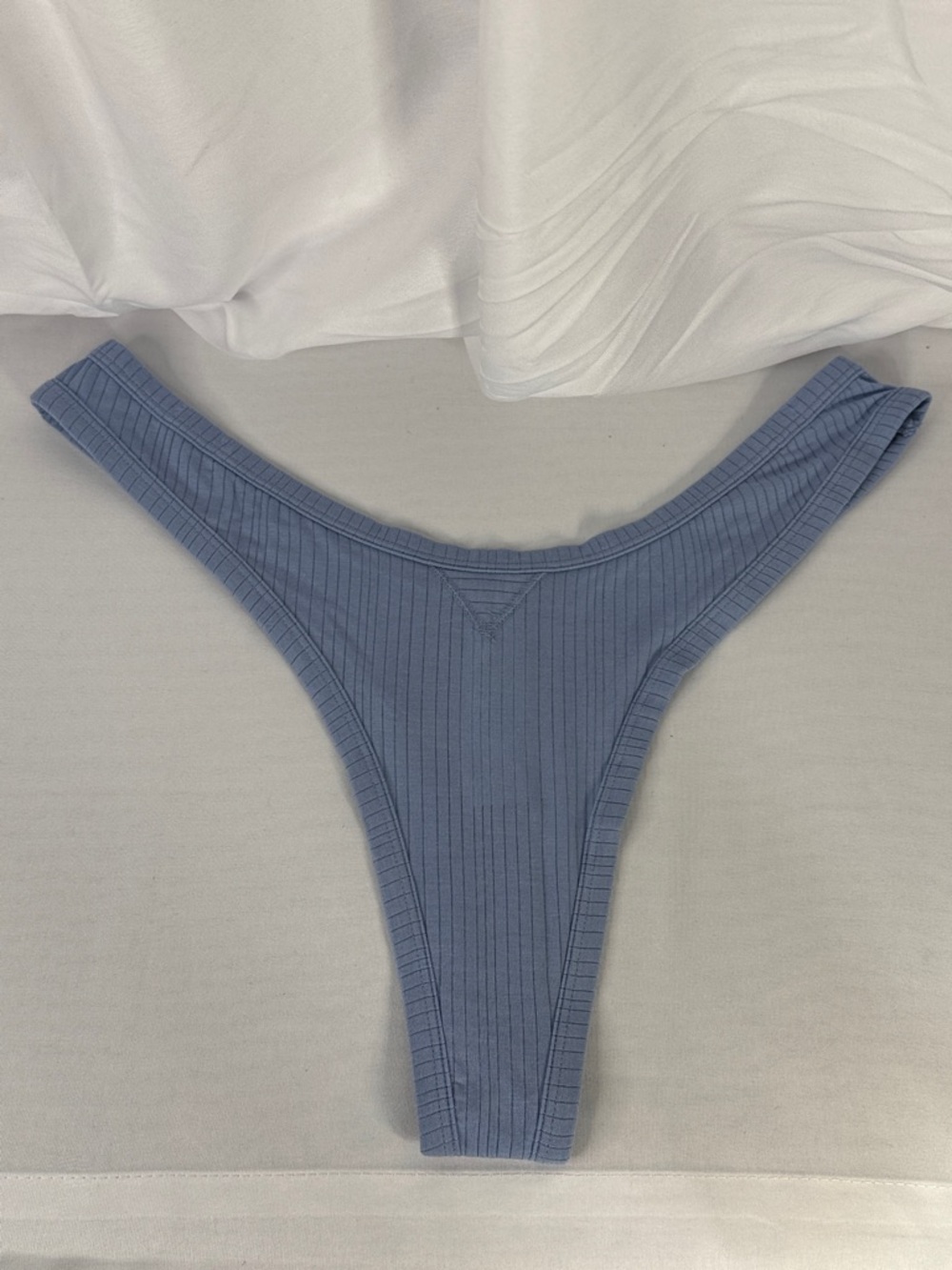 Aerie Ribbed High Cut Thong panties- Dusty Blue
